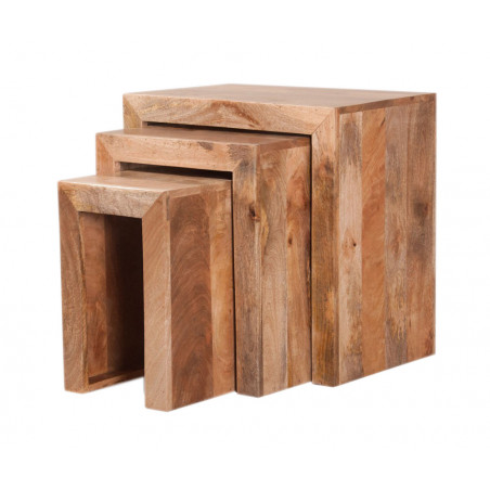 Odkladacie stolíky 3 ks Hina z mangového dreva