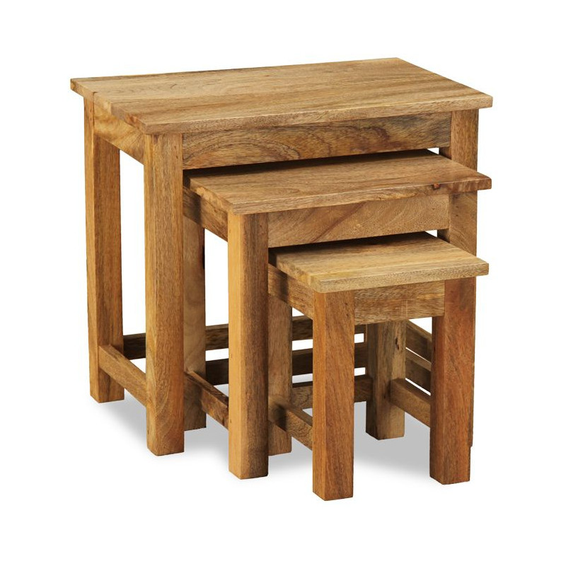 Odkladacie stolíky 3 ks Hina z mangového dreva